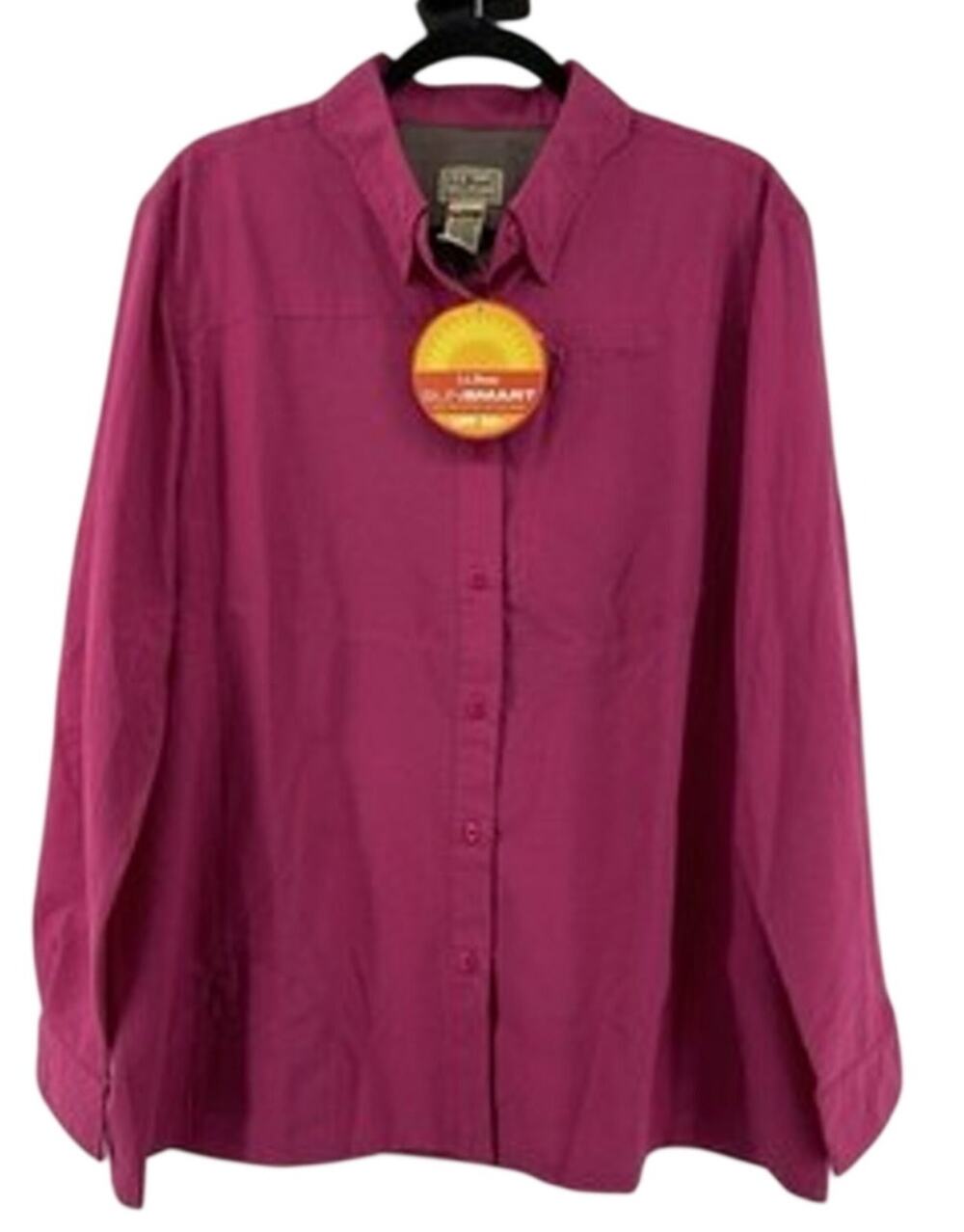 L.L.Bean NWT Long Sleeve Mesh Button Up Shirt XL Pink Casual Layers Outdoor NFZ